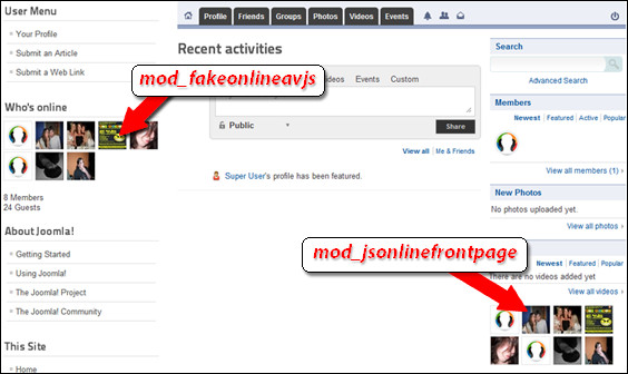 fake online for jomsocial